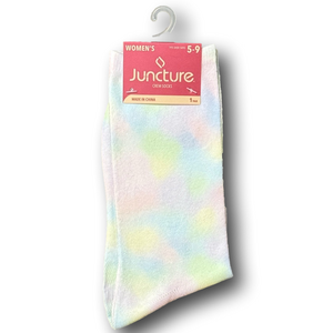 3/$15 Pastel Tye-Dye Funny Novelty Crew Socks - NWT
